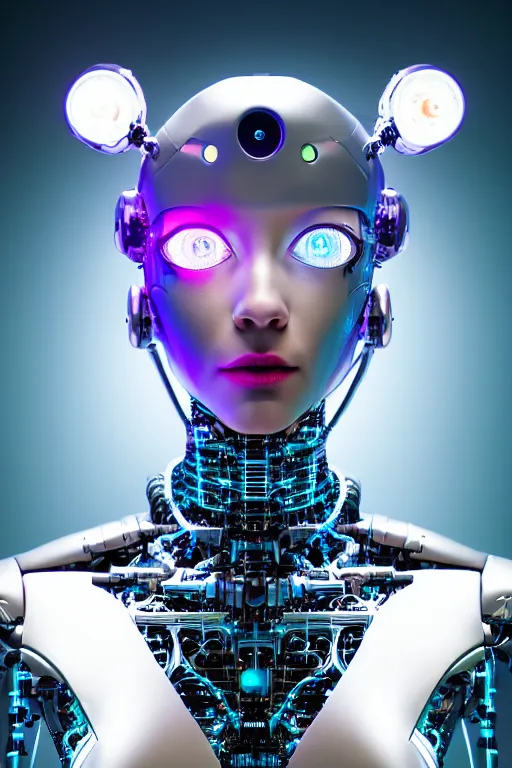 Image similar to detailed photo of the half - cybernetic robocatgirl, symmetry, awesome exposition, very detailed, highly accurate, intricate, professional lighting diffracted lightrays, 8 k, sense of awe, science magazine cover