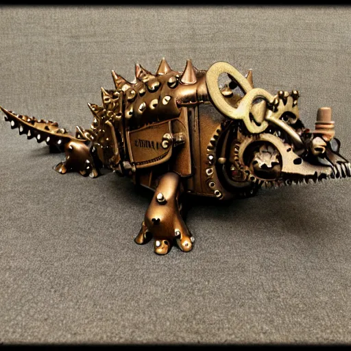 Prompt: steampunk stegosaurus