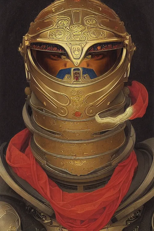 Image similar to portrait of a astronaut is a chinese dragon in armor and helmet, complex patterns, details, majestic, solemn, gorgeous, symmetrical, detailed intricate, hyper realistic, by bouguereau