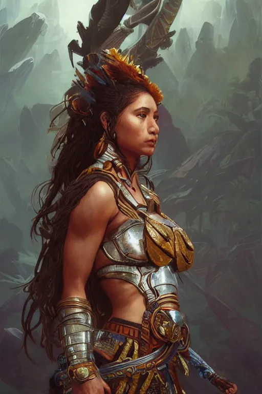 Prompt: portrait of a female Amazon warrior looking fierce, sci-fi, fantasy, intricate, dramatic lighting elegant, highly detailed, digital painting, artstation, octane render, unreal engine, concept art, smooth, sharp focus, art by artgerm and greg rutkowski and alphonse mucha