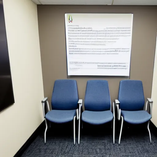 Prompt: a liminal clean corporate waiting room