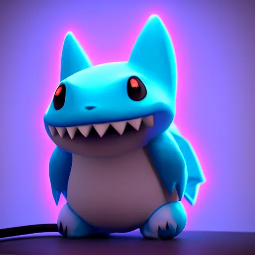 Prompt: nymph render of a very cute 3d Munchlax pokemon, adorable eyes, cute smile, full round face, neon lights in background wall, serene studio setting, medium shot, mid-shot, highly detailed, trending on Artstation, Unreal Engine 4k