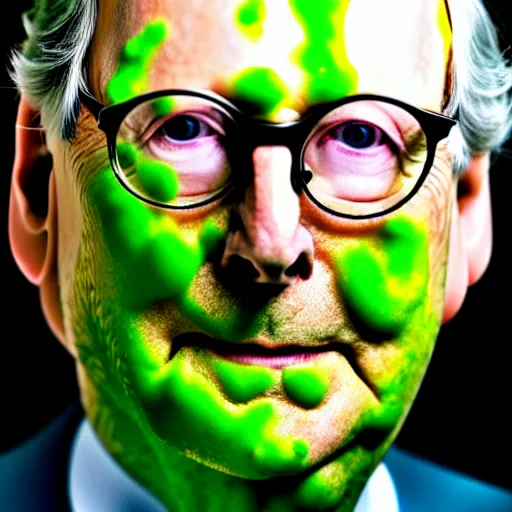 Image similar to photograph portrait of Mitch McConnell covered in green slime, sigma 85mm f/1.4, 4k, depth of field, high resolution, 4k, 8k, hd, full color