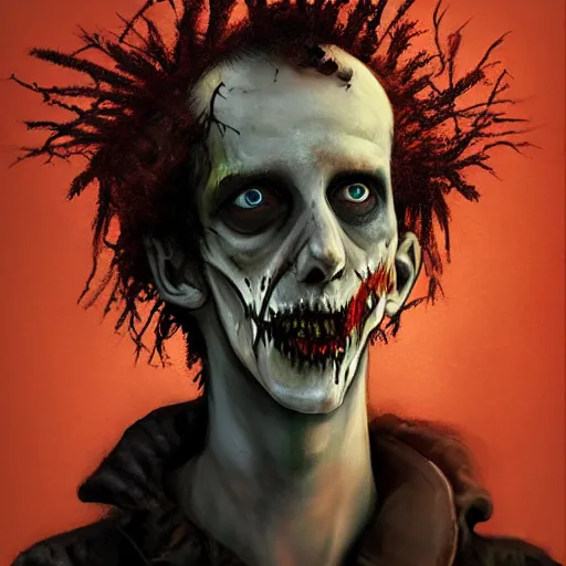 Image similar to young and slim robert smith as a zombie, 7 days to die zombie, fine art, award winning, intricate, elegant, sharp focus, cinematic lighting, highly detailed, digital painting, 8 k concept art, art by z. w. gu, art by brom, art by michael hussar, masterpiece, 8 k