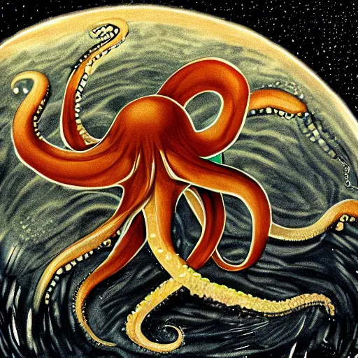 Image similar to an octopus giving birth to the universe