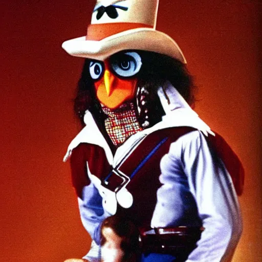 Prompt: 1980s children's cartoon show of an owl dressed as the lone ranger