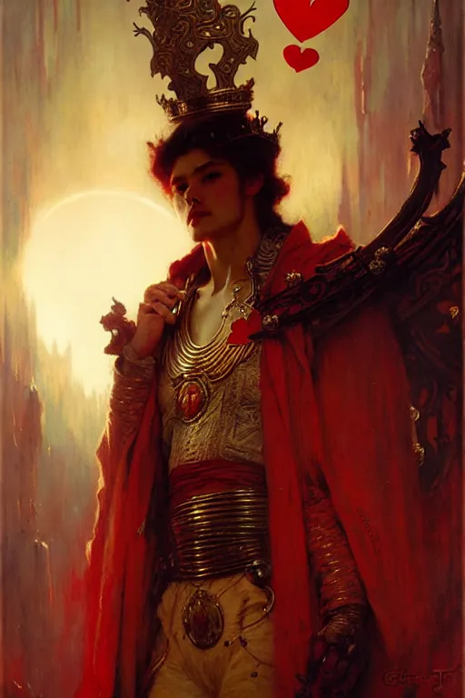 Image similar to the king of hearts by gaston bussiere, bayard wu, greg rutkowski, giger, maxim verehin