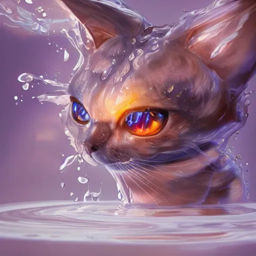 Image similar to liquid cat, water elemental, fantasy, highly detailed, smooth, artstation, digital illustration