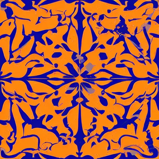 Prompt: bright orange tile vector pattern