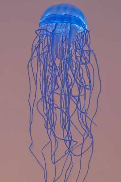 Prompt: translucent human brain jellyfish hybrid, 🧠 with tentacles, floating in the deep blue ocean, like a jellyfish, ethereal lighting