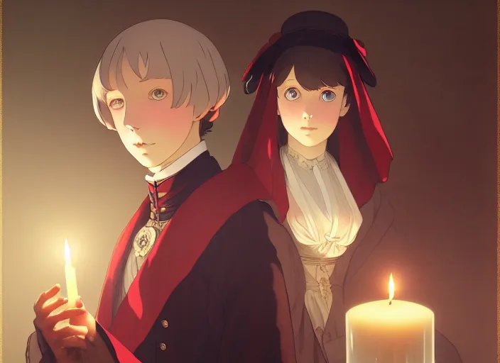 Image similar to victorian britain 1 8 3 6, 1 6 year old florence nightingale, has a vision from god, dream like, night, single candle, luxurious bedroom, finely detailed perfect art, gapmoe yandere grimdark, trending on pixiv fanbox, painted by greg rutkowski makoto shinkai takashi takeuchi studio ghibli