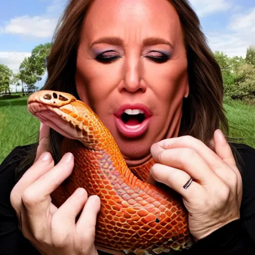 Image similar to alex jones swallowing a large snake, photorealistic,