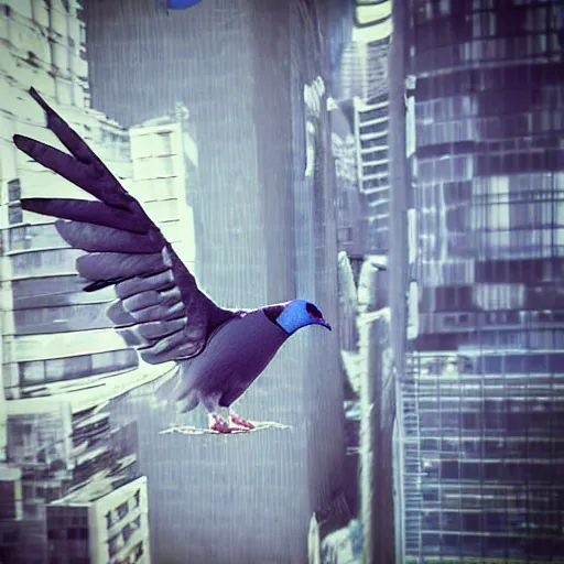 Image similar to bionic!!!!!! cyberpunk pigeon!!!!!!!!!!!!! usb flying!!!!!!! photo photography soft focus