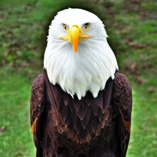 Prompt: A bald eagle made of chocolate powder, mango, and whipped cream.