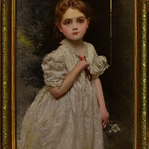 Image similar to victorian girl in nightgown, painting by alfred stevens