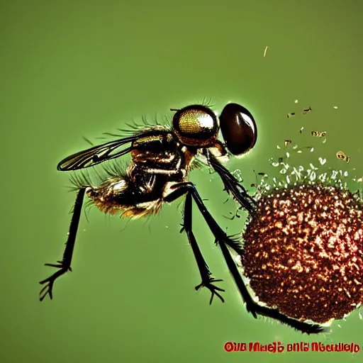 Prompt: kung fu!!!! flies fighting with each other, macro, canon eos