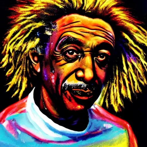 Prompt: coolio einstein portrait