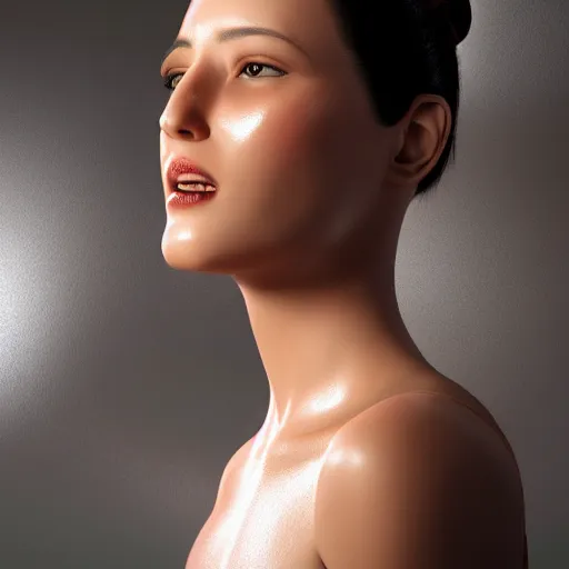 Image similar to stunning young woman face octane render humongous nose