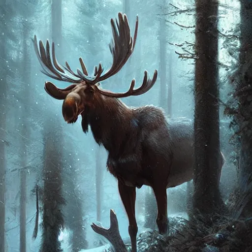 Image similar to anthropomorphic moose by greg rutkowski