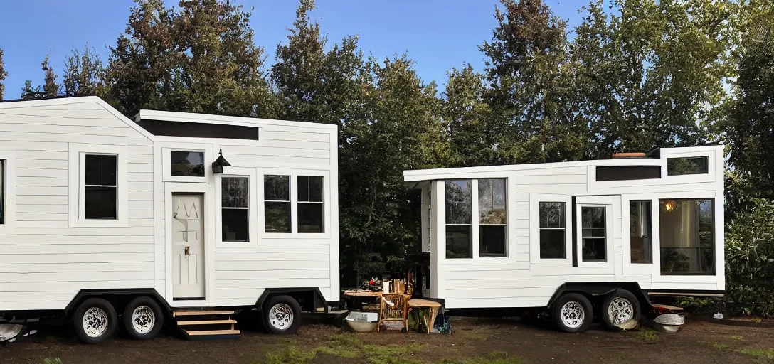 Image similar to mughal - style white ivory tiny home on trailer with minarets in portland, oregon