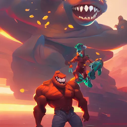 Image similar to hero world street sharks, behance hd by jesper ejsing, by rhads, makoto shinkai and lois van baarle, ilya kuvshinov, rossdraws global illumination