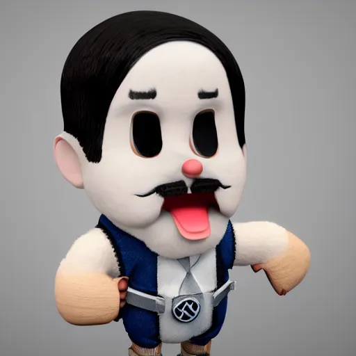 Image similar to adolf hitler as fluffy yoohoo toy, realistic, octane render, trending on artstation, grteg rutkowski