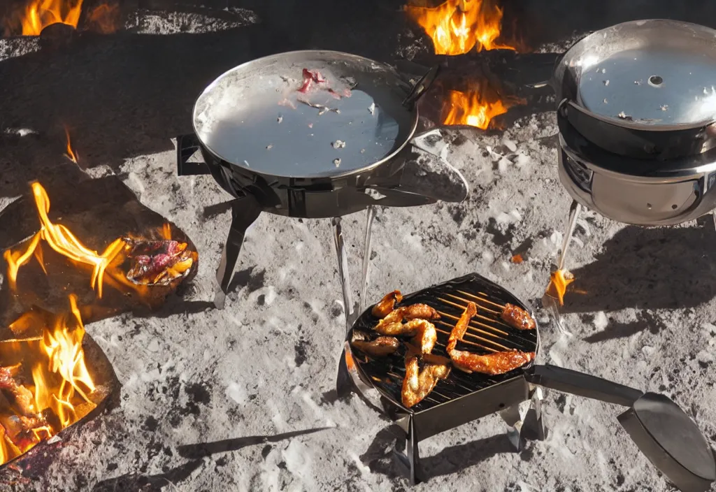 Image similar to a bbq sizzling on the moon