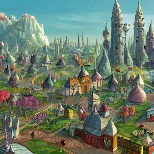 Image similar to a fantasy city with giant bunnies