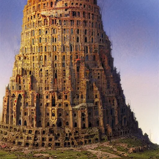 Image similar to The Tower of Babel, art by Donato Giancola, Craig Mullins, digital art, trending on artstation