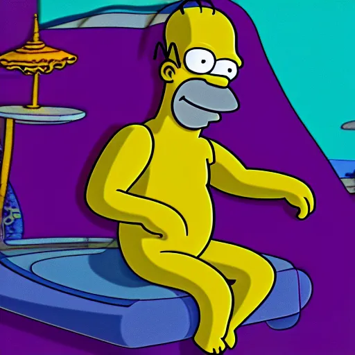 Image similar to Homer Simpson on his first LSD trip 4K quality 8K texture