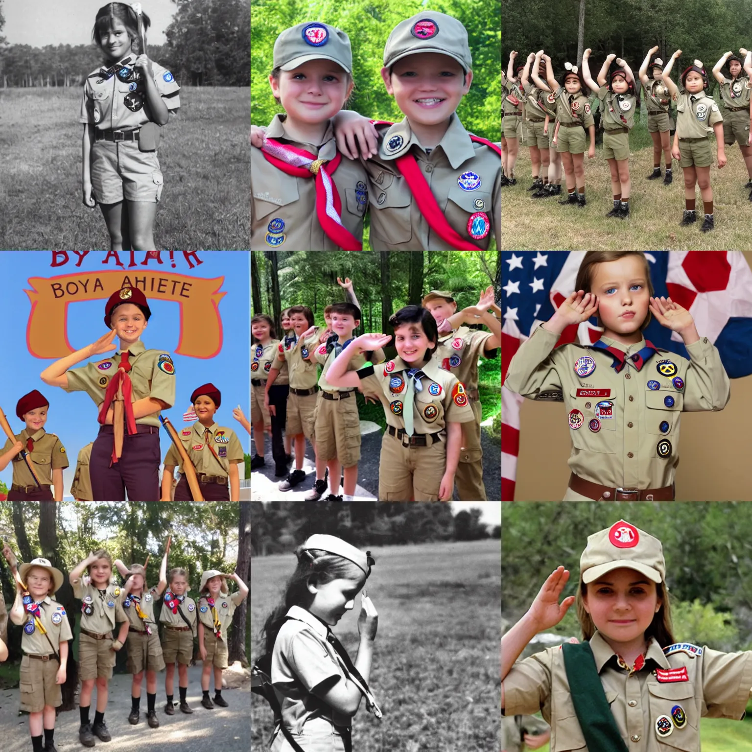 Prompt: boyscout girl salute