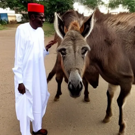 Image similar to A donkey with Muhammadu Buhari's face