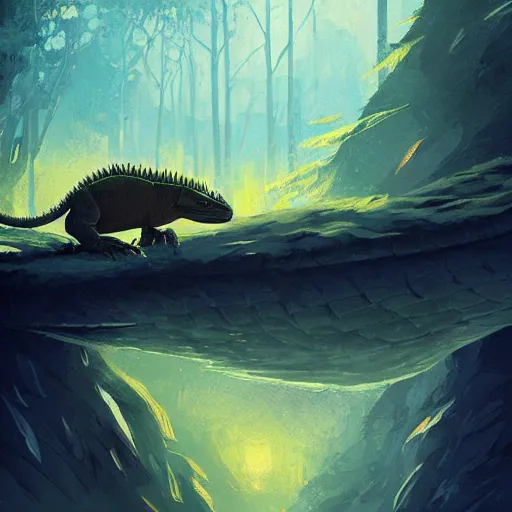 Prompt: a komodo dragon, by anato finnstark, by alena aenami, by john harris, by ross tran, by wlop, by andreas rocha