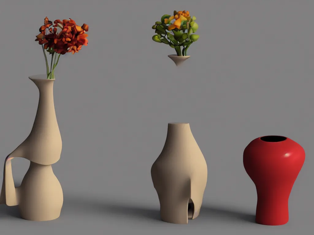 Prompt: a vase, thermoplastic - elastomer figurines, retro - vintage, neo soul, mixed media with claymorphism, matte color palette, designed by artstationhq, retro, 3 - dimensional, gouache 3 d shading, tilt shift, low fi,