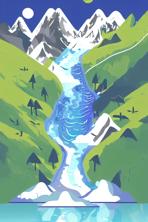 Image similar to airplane mountain water by dongkyu lim illustration vector digital art trending on artstation