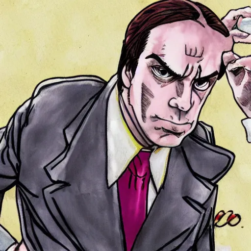 Image similar to saul goodman in jojo's bizarre adventure by Hirohiko Araki