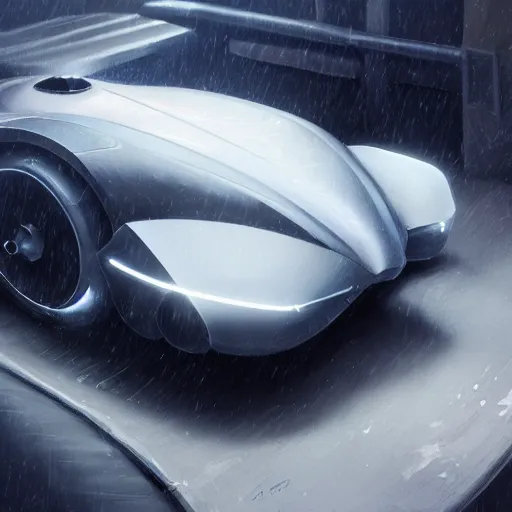 Image similar to full view of a car, elegant, digital painting, concept art, smooth, sharp focus, art style from Wang Ke and Greg Rutkowski and Bruce Kaiser and Scott Robertson and Dmitry Mazurkevich and Doruk Erdem and Jon Sibal, small style cue from Blade Runner and Minority Report and iRobots