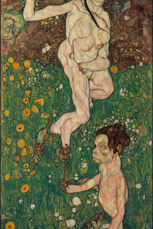 Prompt: A giant gardener art style by Egon Schiele, trending on artstation, artstationHD, artstationHQ, 4k, 8k