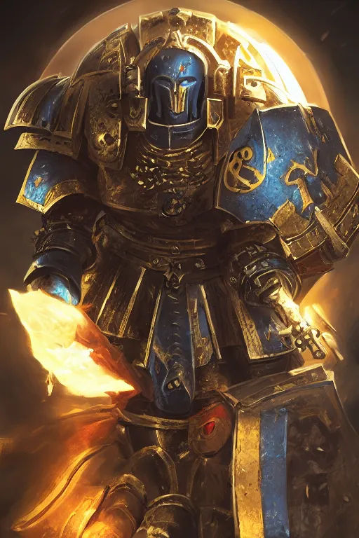 Image similar to armor portrait heros warhammer 4 0 k horus heresy fanart - the primarchs emperor by johannes helgeson animated with vfx concept artist & illustrator global illumination ray tracing hdr fanart arstation zbrush central hardmesh 8 k octane renderer comics stylized