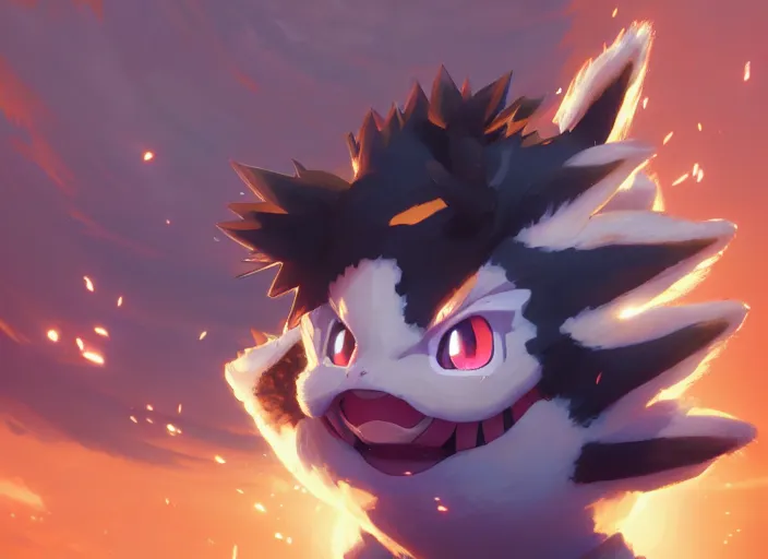 Image similar to highly detailed portrait of a pokemon, in my hero academia, stephen bliss, 8 k, unreal engine, fantasy art by greg rutkowski, loish, rhads, ferdinand knab, makoto shinkai and lois van baarle, ilya kuvshinov, rossdraws, tom bagshaw, global illumination, radiant light, detailed and intricate environment