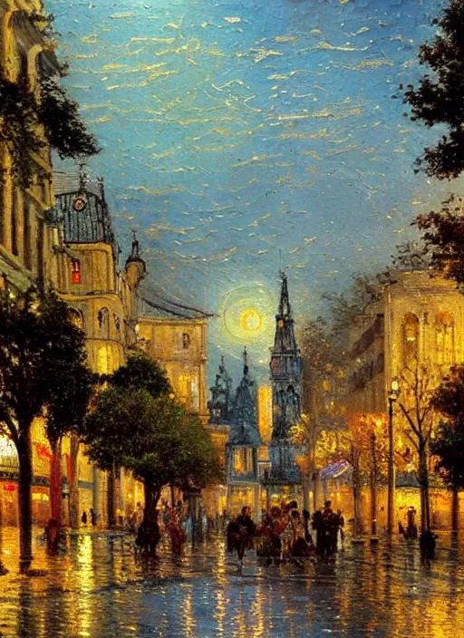 Prompt: avenida paulista in xv century, very realistic beautiful painting, detailed, by thomas kinkade and van gogh