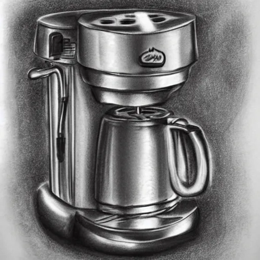 Prompt: pencil sketch of an espresso machine