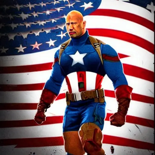 Image similar to Dwayne Johnson as Captain America