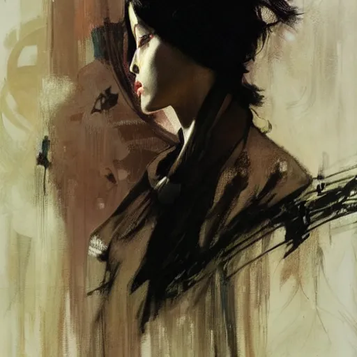 Image similar to alita, intricate, elegant, highly detailed, greg manchess, mucha, liepke, ruan jia, jeffrey catherine jones, ridley scott