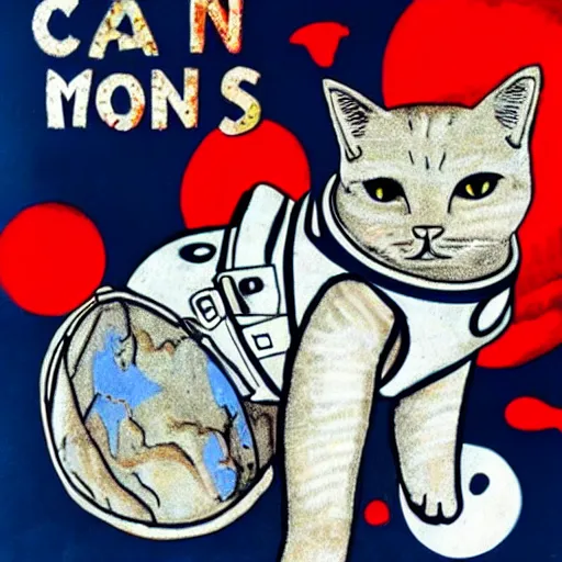 Image similar to a cat in a spacesuit for cats on the moon