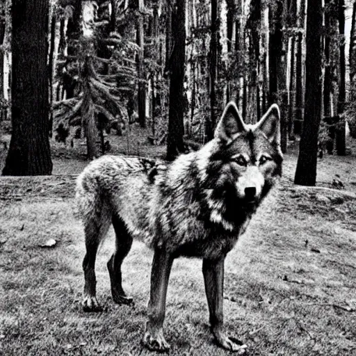 Image similar to giant wolf in blair witch project