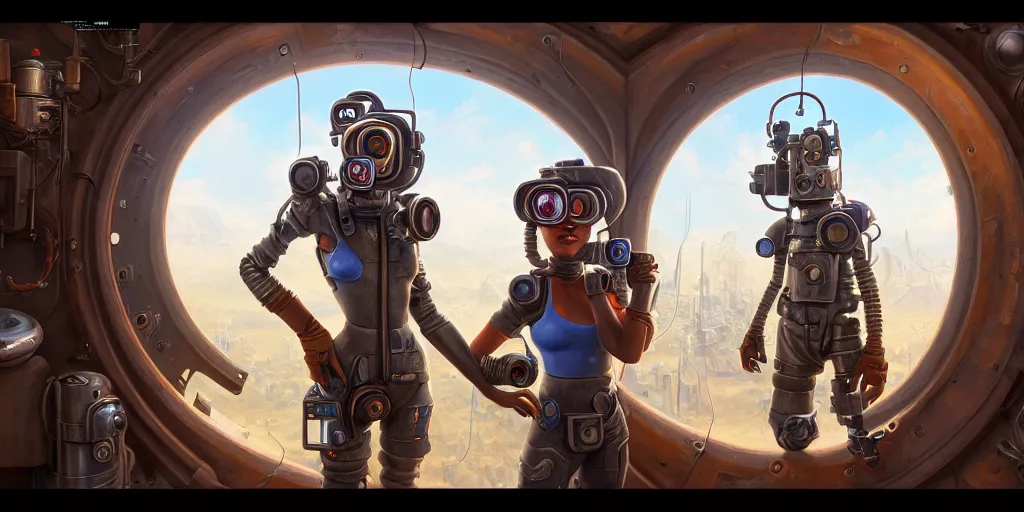 Image similar to highly detailed portrait painting of welder and angelina joile, mono eye window, by eddie mendoza and tyler edlin, 8 k resolution