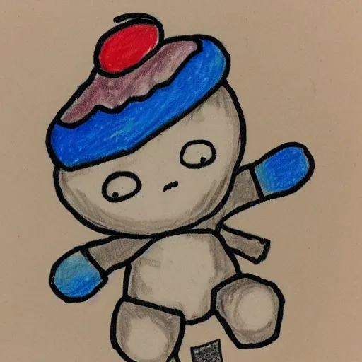 Image similar to a child’s drawing of a fumo plush