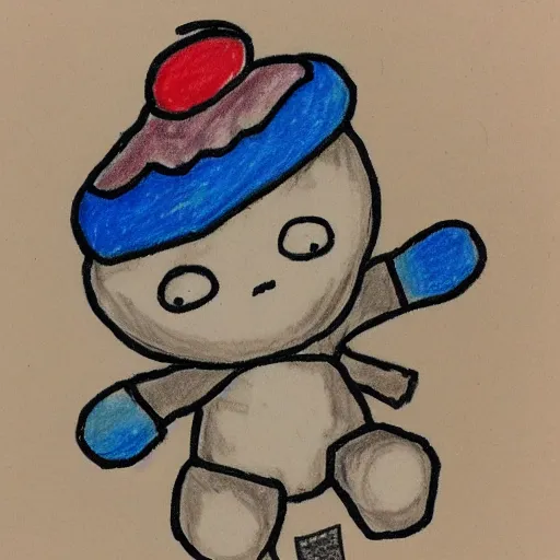 Prompt: a child’s drawing of a fumo plush