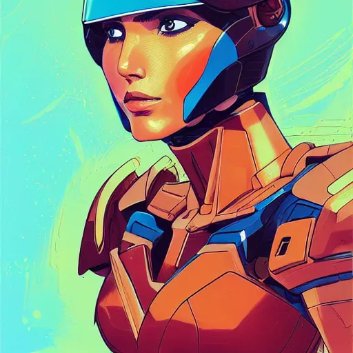 Image similar to a portrait of a stunning beautiful elite gal gadot gundam pilot, with an intricate, detailed, urban inspired hiphop afro futuristic helmet, vector behance hd jesper ejsing, rhads, makoto shinkai, lois van baarle, ilya kuvshinov, rossdraws, hd, 3 2 k, ilya kuvshinov, gustav klimt